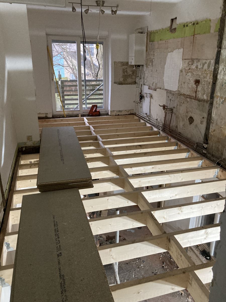 New floor joists installed ready for boarding